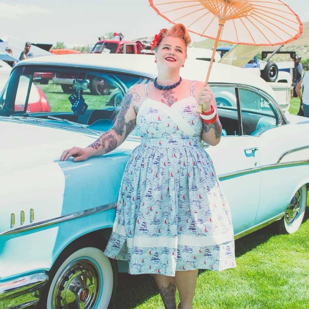 Collectif Nautical Print A-Line Dress